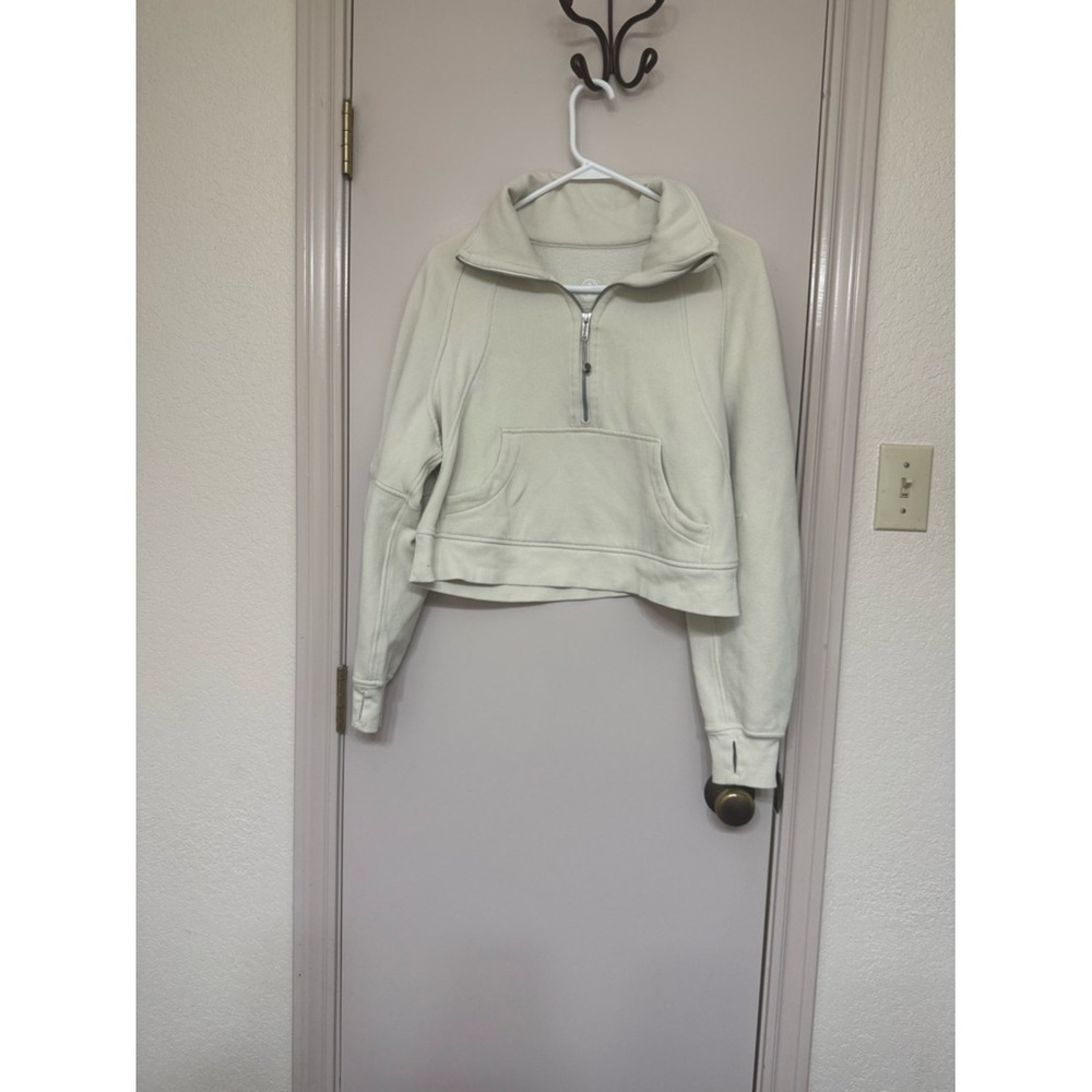 Lululemon Scuba Funnel Neck Cropped Half Zip Pullover Light Cream XS/S LW3FJ6S